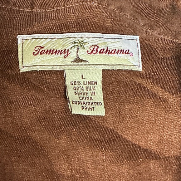 Tommy Bahama Mens Linen Silk Short Sleeve Button Up Shirt Palm Tree Print L - Picture 3 of 6